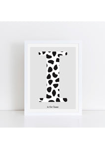 Dalmatian Spot Initial Print - grey background