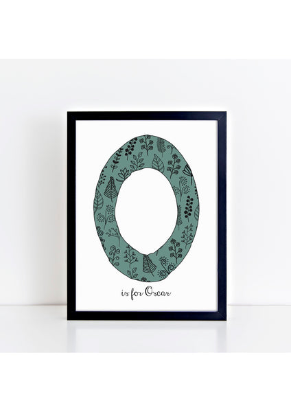 Floral Initial Print - green