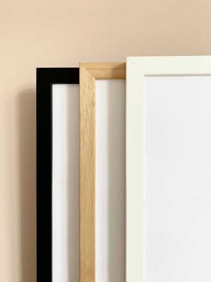 Frame choices - black, wooden or white