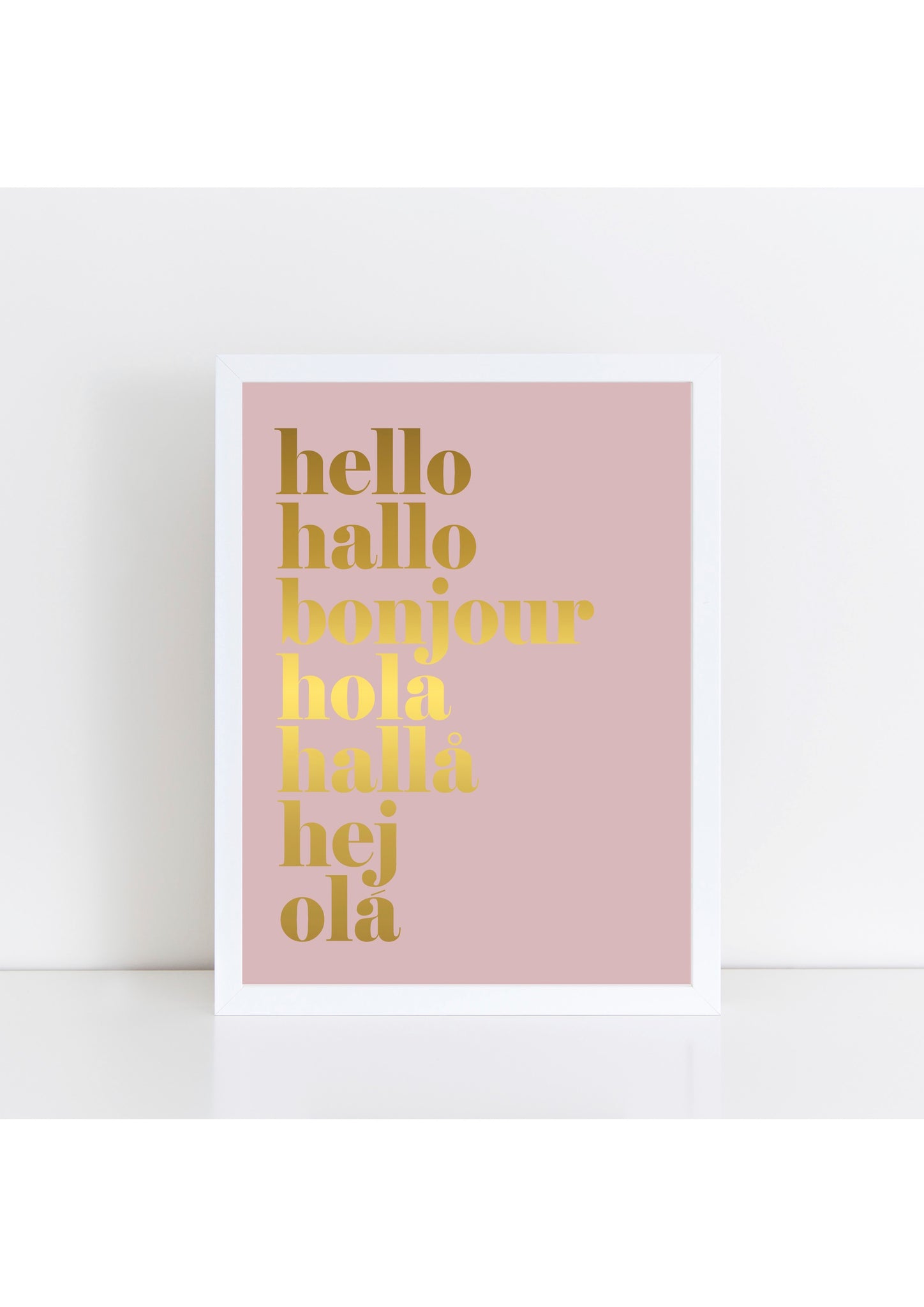 hello hallo -  gold foil on pink - SECONDS PRINTS