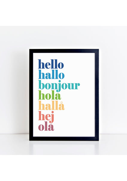 hello hallo Print - alternative rainbow colourway