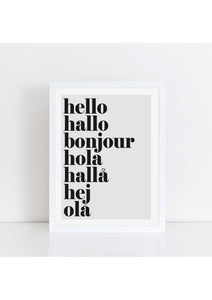 hello hallo Print - grey background