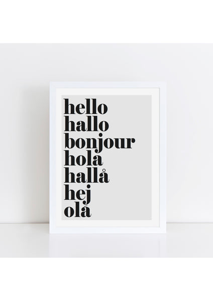 hello hallo Print - grey background