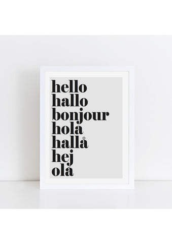 hello hallo Print - grey background