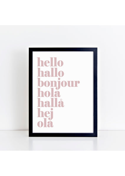 hello hallo Print - dusky pink