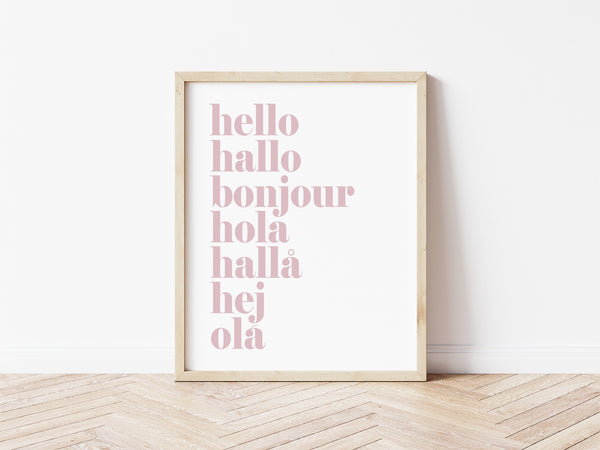 hello hallo Print - dusky pink