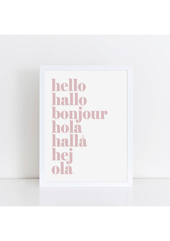 hello hallo Print - dusky pink