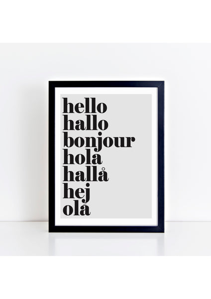 hello hallo Print - grey background