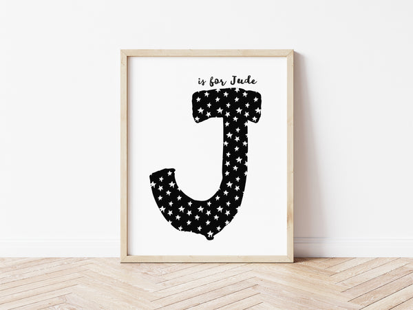 Monochrome Initial Print - stars