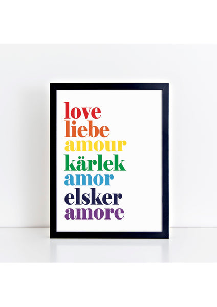 love liebe Print - rainbow