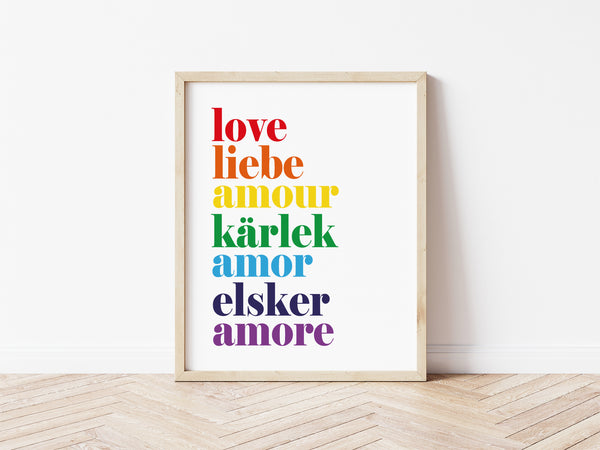love liebe Print - rainbow