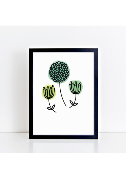 Marker Florals Print - green