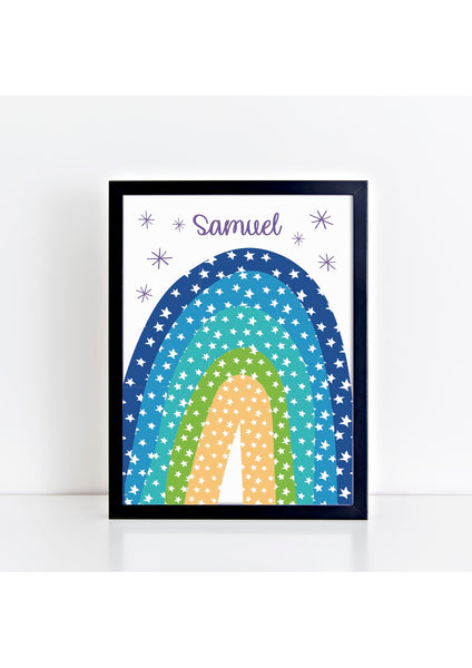 Personalised Rainbow Print - blues