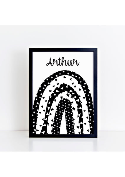 Personalised Rainbow Print - monochrome