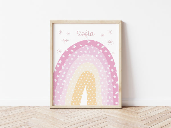 Personalised Rainbow Print - pinks