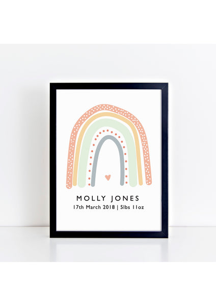 Rainbow Birth Print - peach