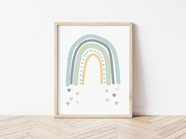 Rainbow Love Print - greens