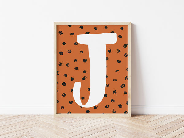 Spotty Initial Print - burnt orange