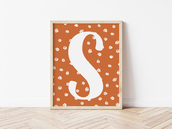 Spotty Initial Print - burnt orange