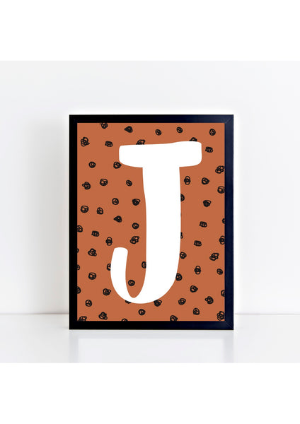 Spotty Initial Print - burnt orange