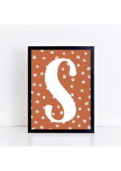 Spotty Initial Print - burnt orange