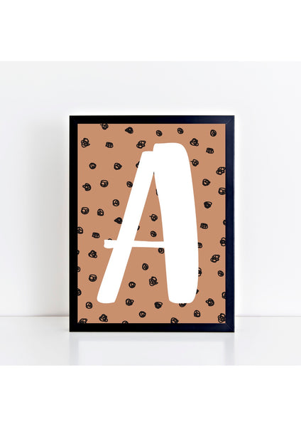 Spotty Initial Print - toffee