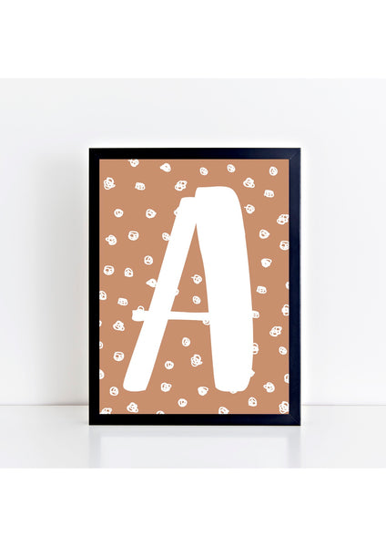 Spotty Initial Print - toffee