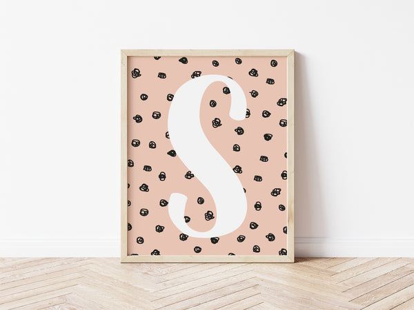 Spotty Initial Print - peach