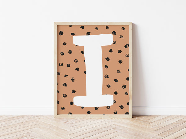 Spotty Initial Print - toffee