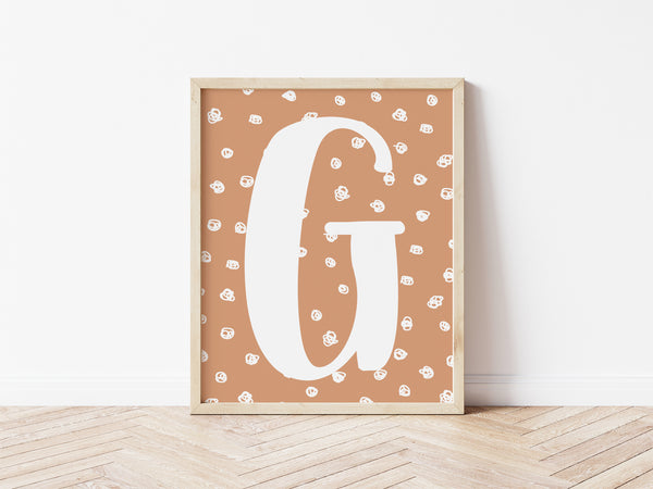 Spotty Initial Print - toffee