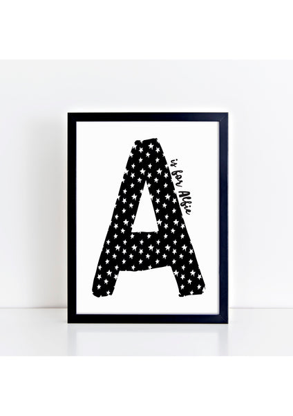 Monochrome Initial Print - stars